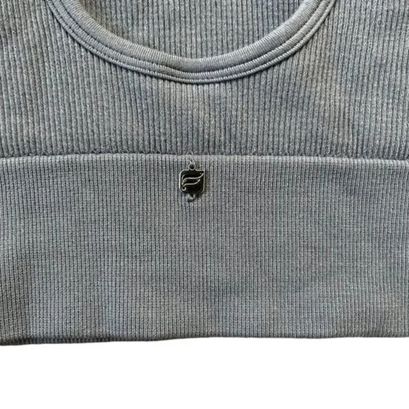 Fabletics Blue Ribbed Midi Bralette - Picture 4 of 7